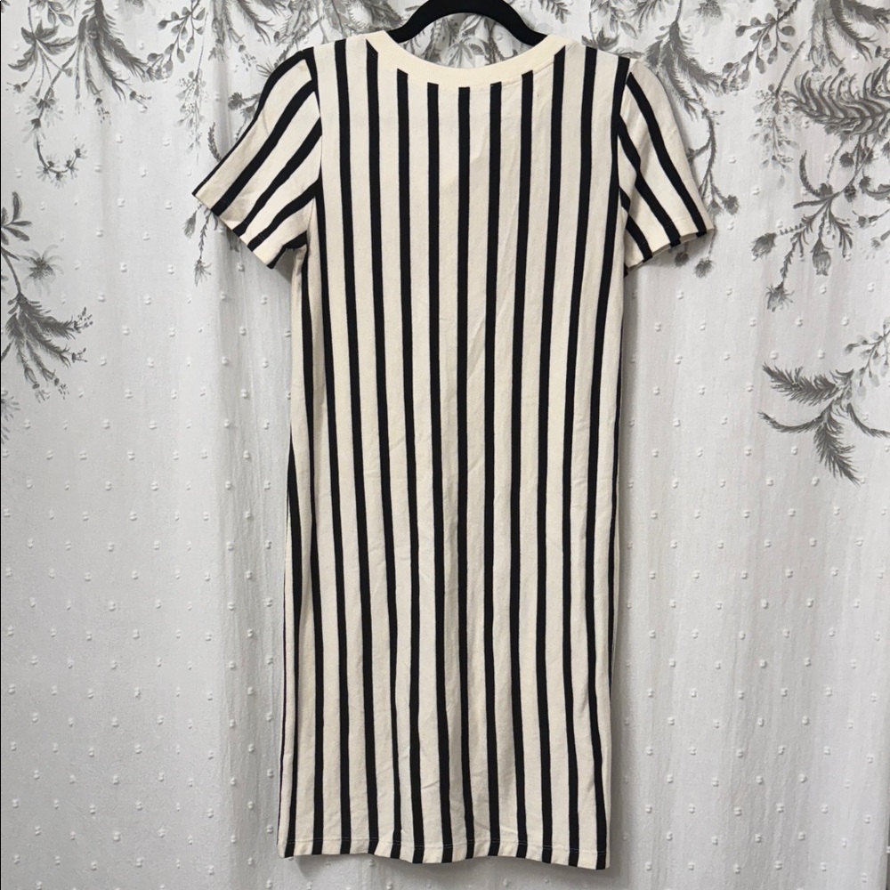 Zara Black and Cream Striped Mini Dress - Picture 5 of 5